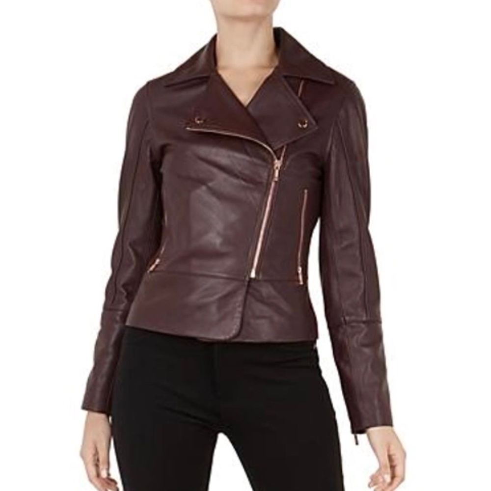 Ted Baker Lizia Moto Collared Neck Short Jacket Size 0